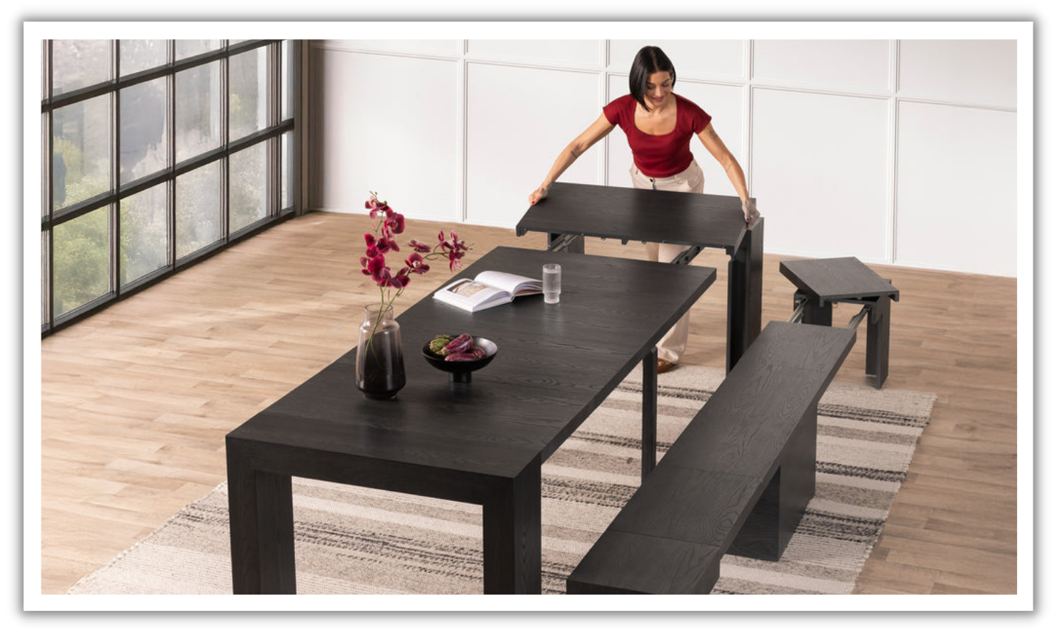 The Practical Extandable Dining Set (Table + Bench)-jennifer furniture