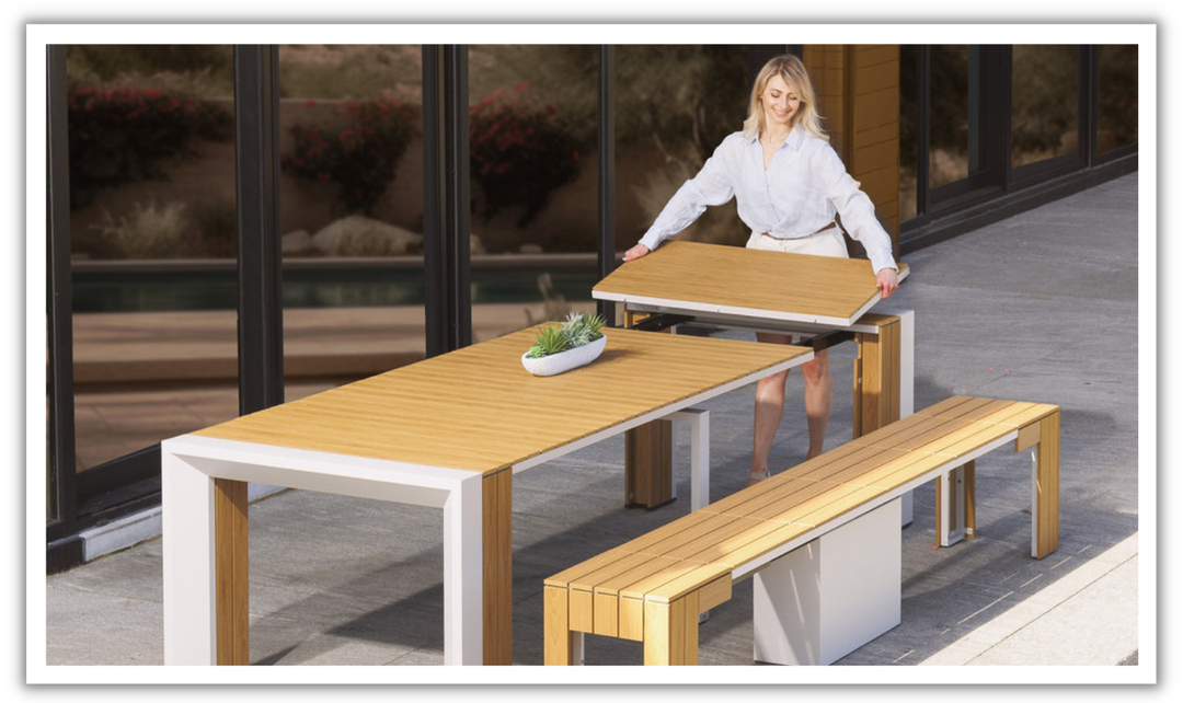 The Practical Transformer Outdoor Dining Set (Table + 1 bench)-jennifer furniture