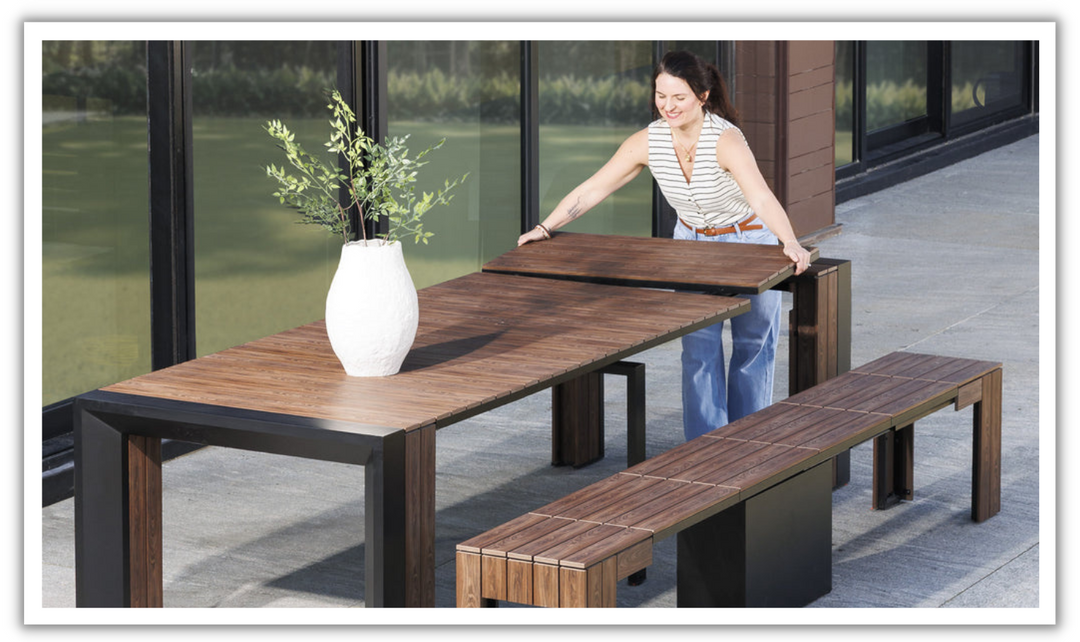 The Practical Transformer Outdoor Dining Set (Table + 1 bench)-jennifer furniture