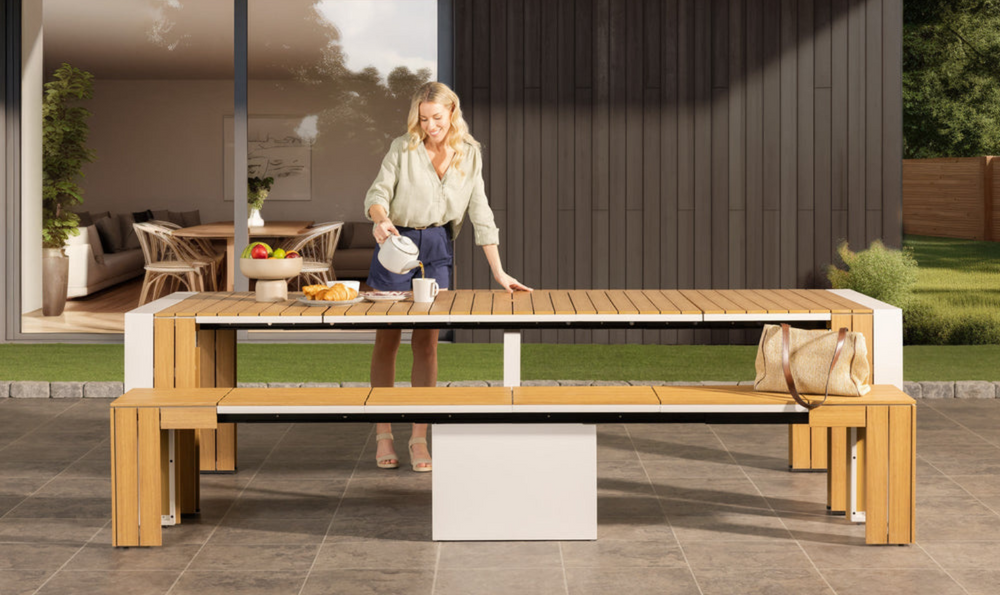 The Practical Transformer Outdoor Dining Set (Table + 1 bench)-jennifer furniture