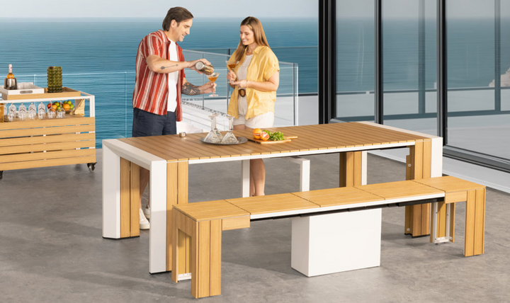 The Practical Transformer Outdoor Dining Set (Table + 1 bench)-jennifer furniture