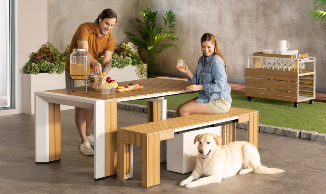 The Practical Transformer Outdoor Dining Set (Table + 1 bench)-jennifer furniture