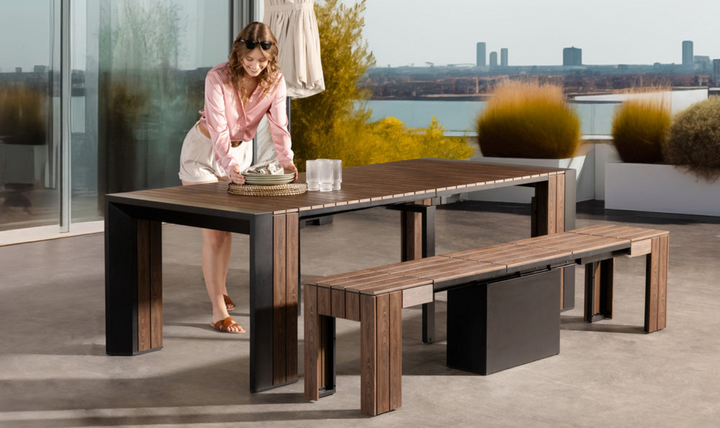 The Practical Transformer Outdoor Dining Set (Table + 1 bench)-jennifer furniture