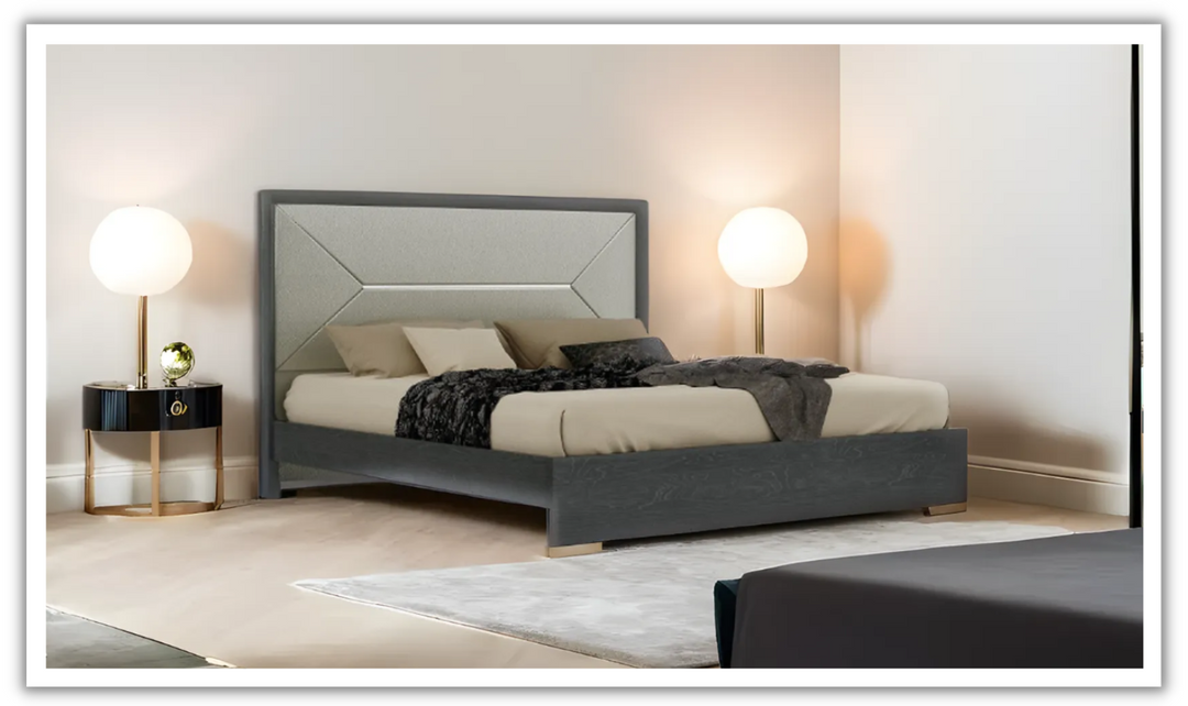 Track Wooden Panel Bed In Gray (King/Queen)-jennifer furniture