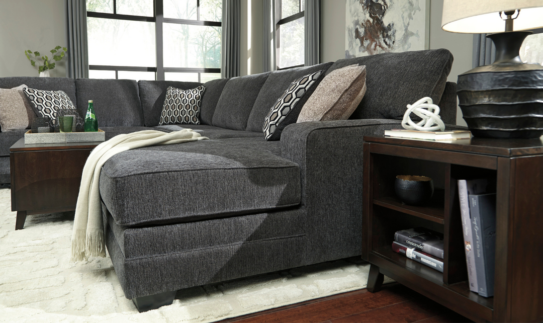 Modern Heritage Tracling 3 Piece Fabric Sectional With Chaise In Slate Jennifer Furniture