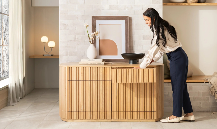 Transformer Table Round Side Board With Panel Storage