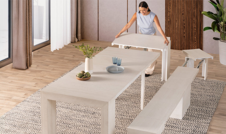 Transformer Table Extendable Rectangular 12-seater Wooden Dining Table