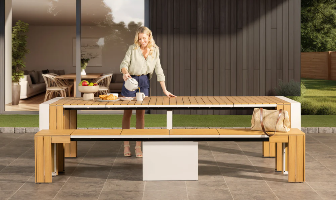 Transformer Table Extendable Wooden Outdoor Bench