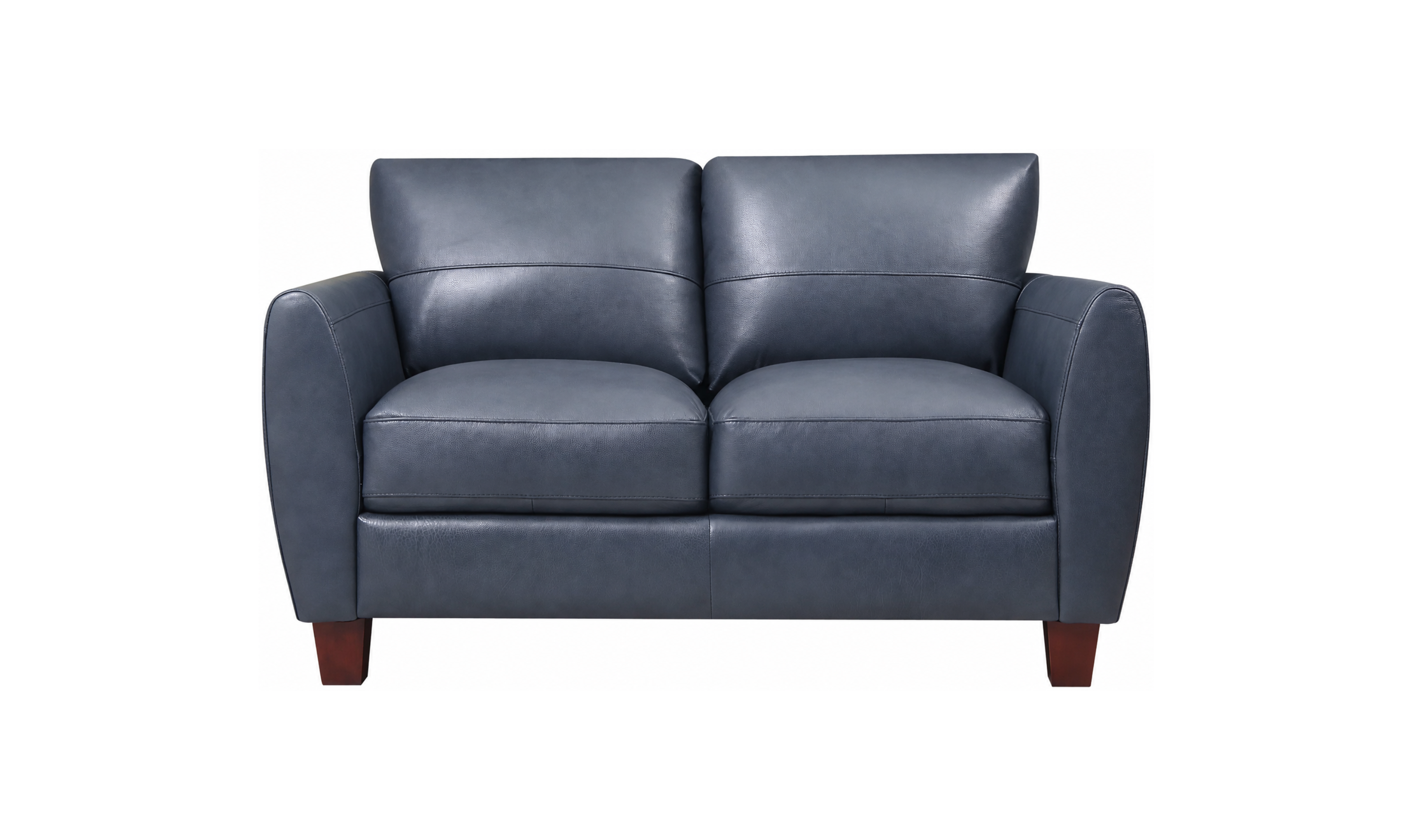 Leather Italia Traverse Traditional Loveseat in Blue Leather - Jennifer Furniture
