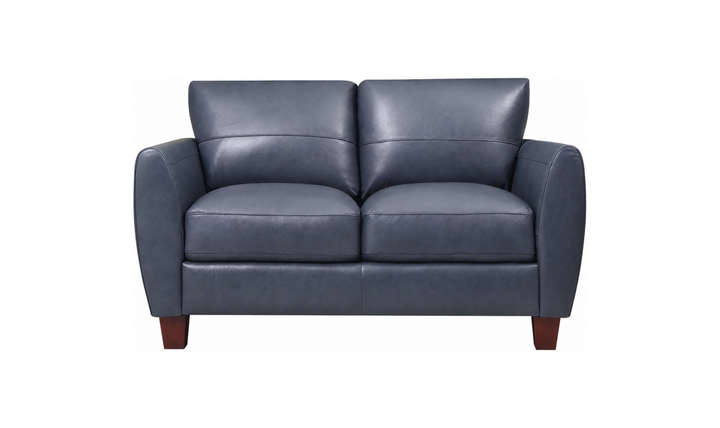 Leather Italia Traverse Traditional Loveseat in Blue Leather - Jennifer Furniture