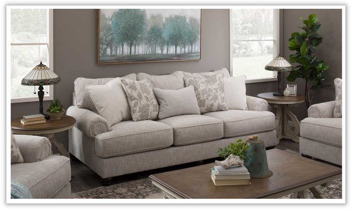 Modern Heritage Asanti 3-Seater Fog Fabric Sofa with Rolled Arms