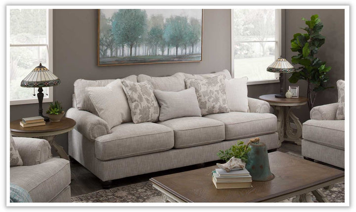Modern Heritage Asanti 3-Seater Fog Fabric Sofa with Rolled Arms