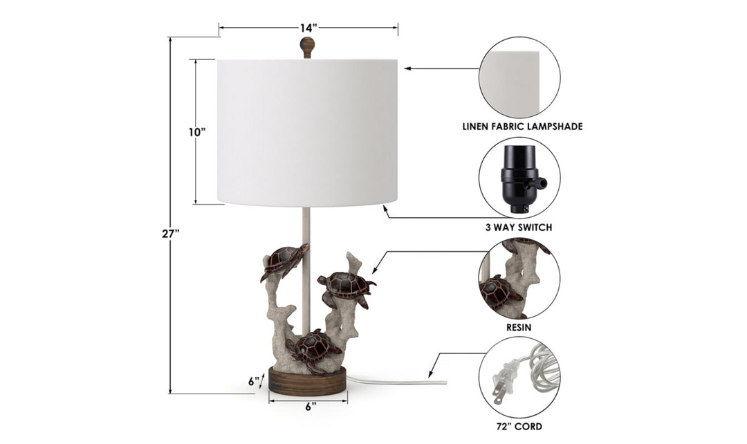 Turtles 27"H Table Lamp in Natural & Coral Poly & Linen (Set of 2)