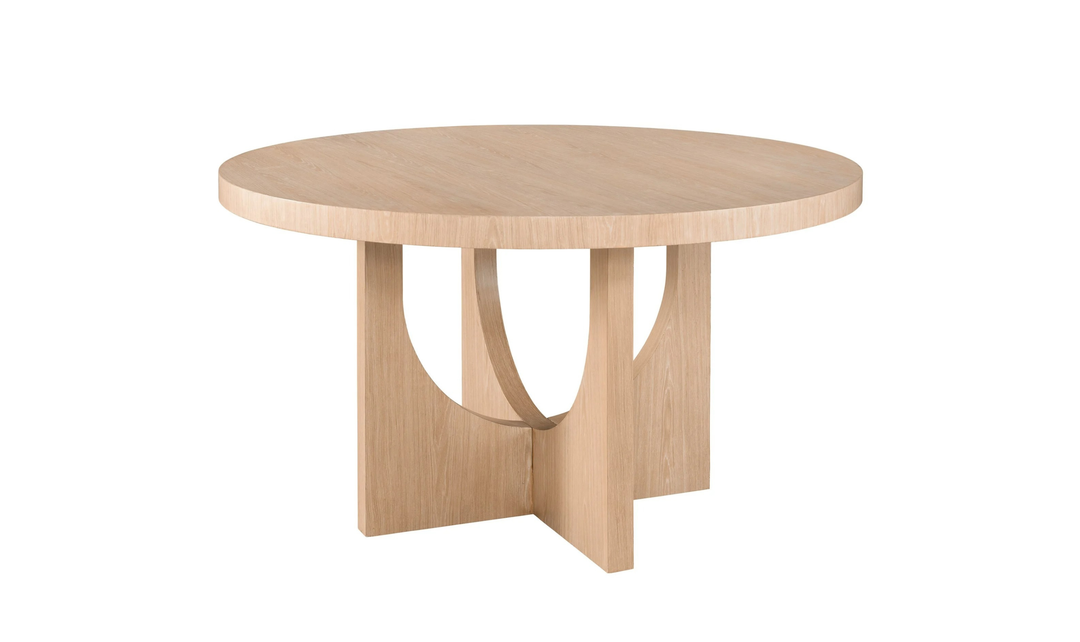 Universal Callon Round Dining Table With Half-Moon-Shaped Pedestals-Jennifer Furniture