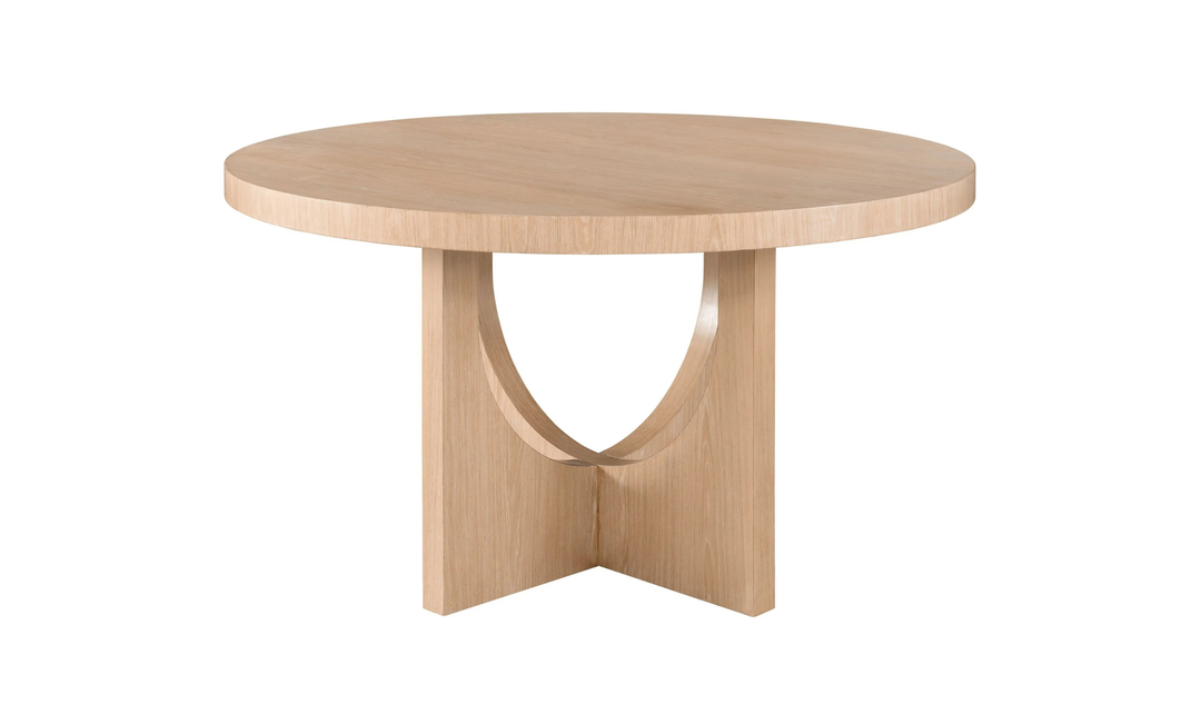 Universal Callon Round Dining Table With Half-Moon-Shaped Pedestals-Jennifer Furniture