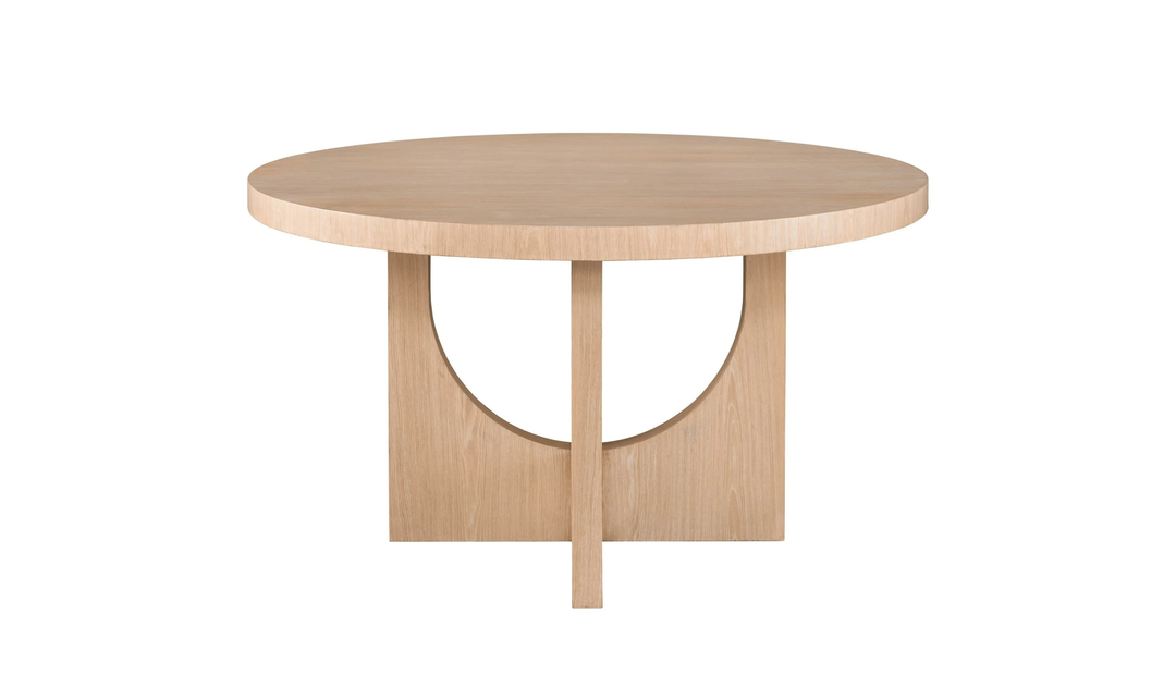 Universal Callon Round Dining Table With Half-Moon-Shaped Pedestals-Jennifer Furniture