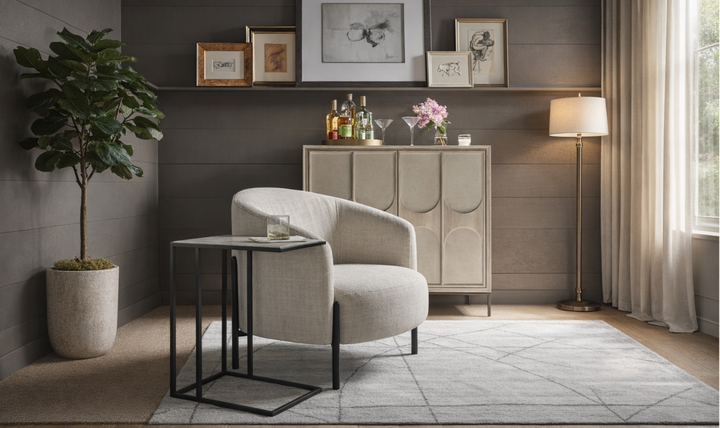 Universal Furniture Nikolai Lounge Chair in Asbury Oyster Upholstery