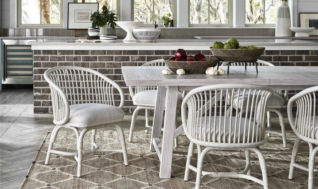 Universal Furniture Aruba Rattan White Wooden Stationary Chair-Jennifer Furniture