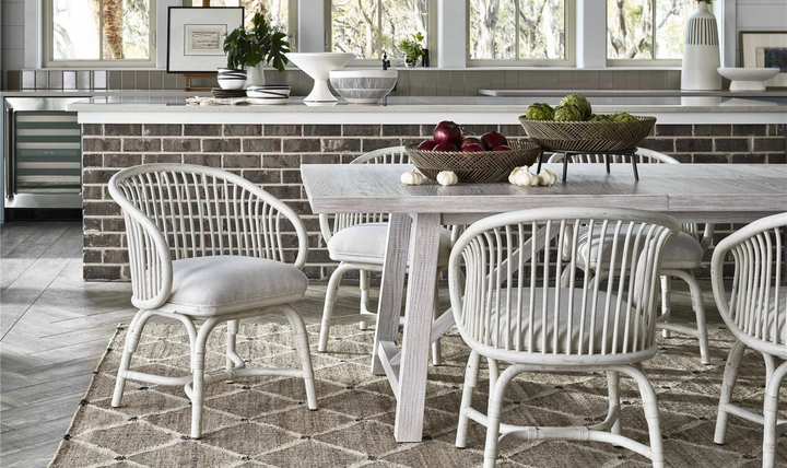 Universal Furniture Aruba Rattan White Wooden Stationary Chair-Jennifer Furniture