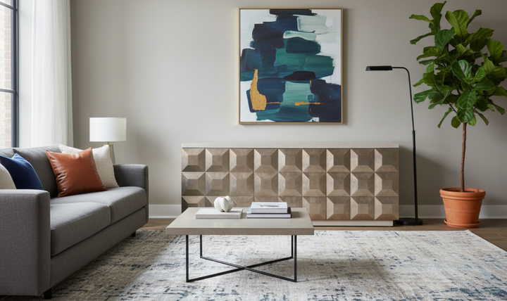 Universal Furniture Avaline Dolce Credenza With Striking Geometric Pattern-jennifer furniture