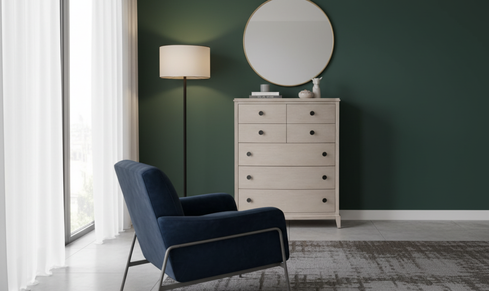 Universal Furniture Coalesce Drawer Chest With Rolling Fog Finish-jennifer furniture