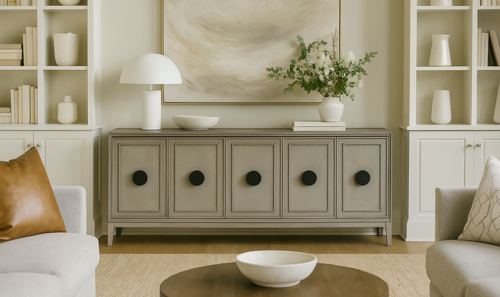 Universal Furniture Coalesce Entertainment Credenza With Adjustable shelves-jennifer furniture