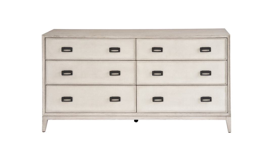 Place this dresser in a beautiful modern bedroom. The image should be horizontal, 3000 x 1784 and sharp-jennifer furniture