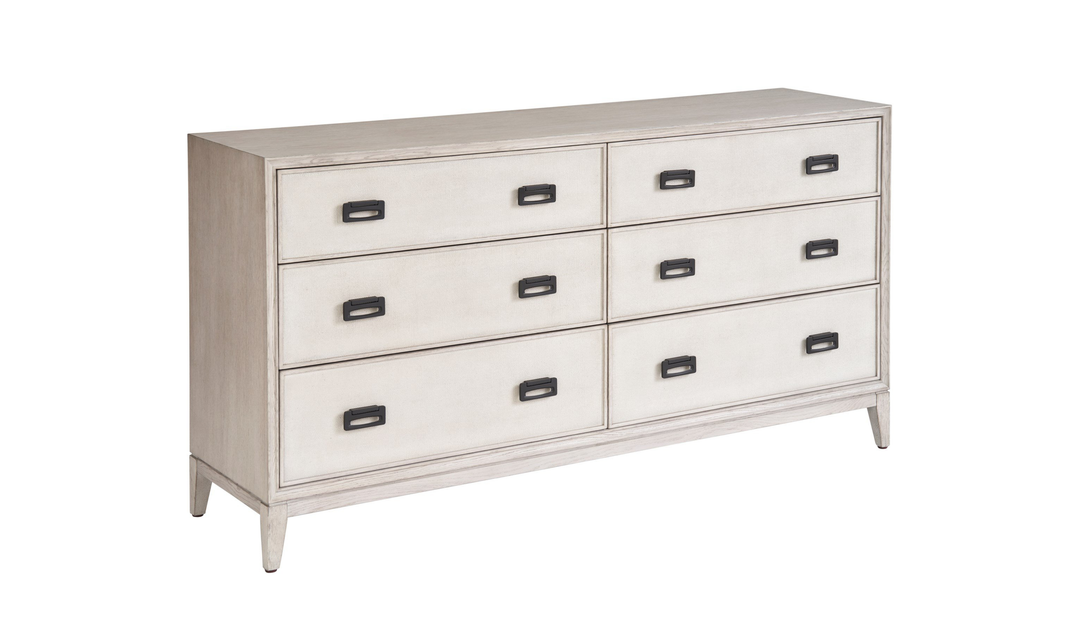 Place this dresser in a beautiful modern bedroom. The image should be horizontal, 3000 x 1784 and sharp-jennifer furniture