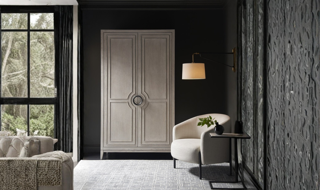 Universal Furniture Coalesce Wardrobe With Rolling Fog Finish-jennifer furniture