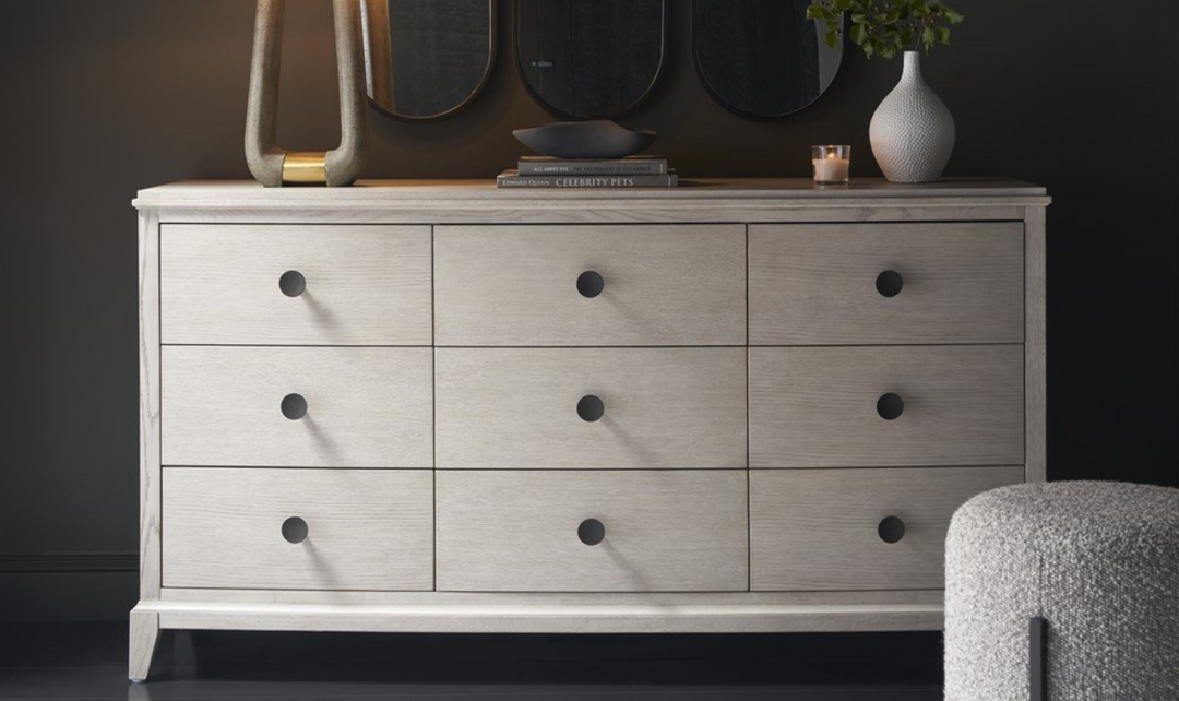 Universal Furniture Coalesce Wooden Light Gray Dresser With Rolling Fog Finish-jennifer furniture