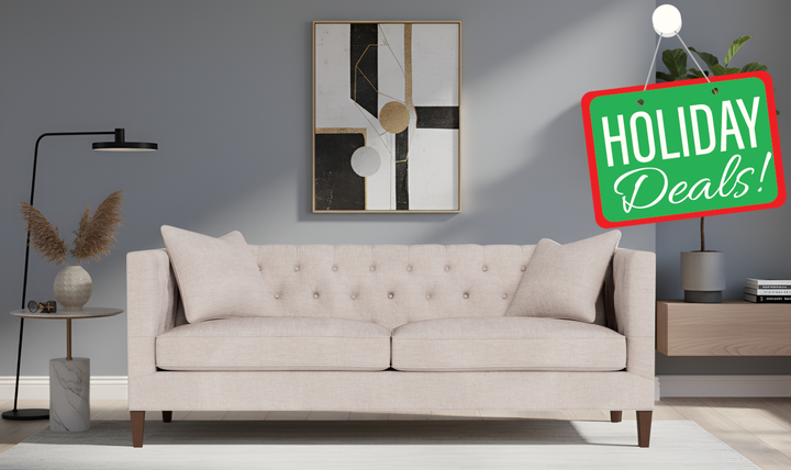 Universal Furniture Ellyson 3-Seater Fabric Sofa With Throw Pillow