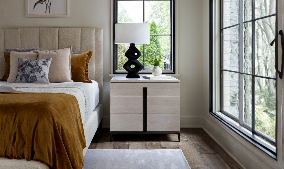 Universal Furniture Erinn Maren Wooden Nightstand With Silver Lining Finish-jennifer furniture