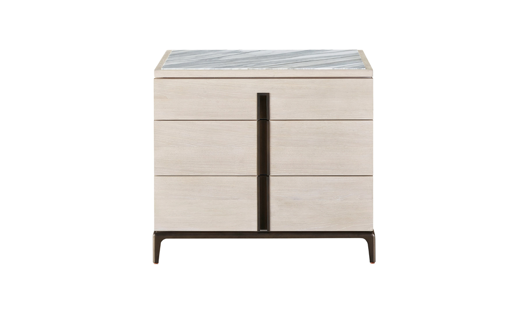 Universal Furniture Erinn Maren Wooden Nightstand With Silver Lining Finish-jennifer furniture