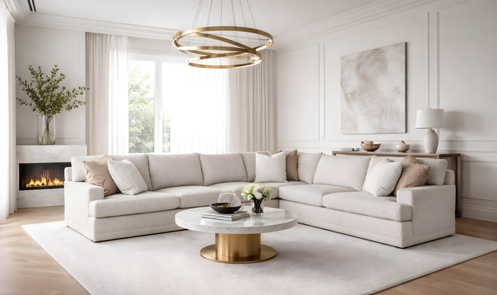 Universal Furniture Hadlee L-Shape Sectional Sofa in Beige