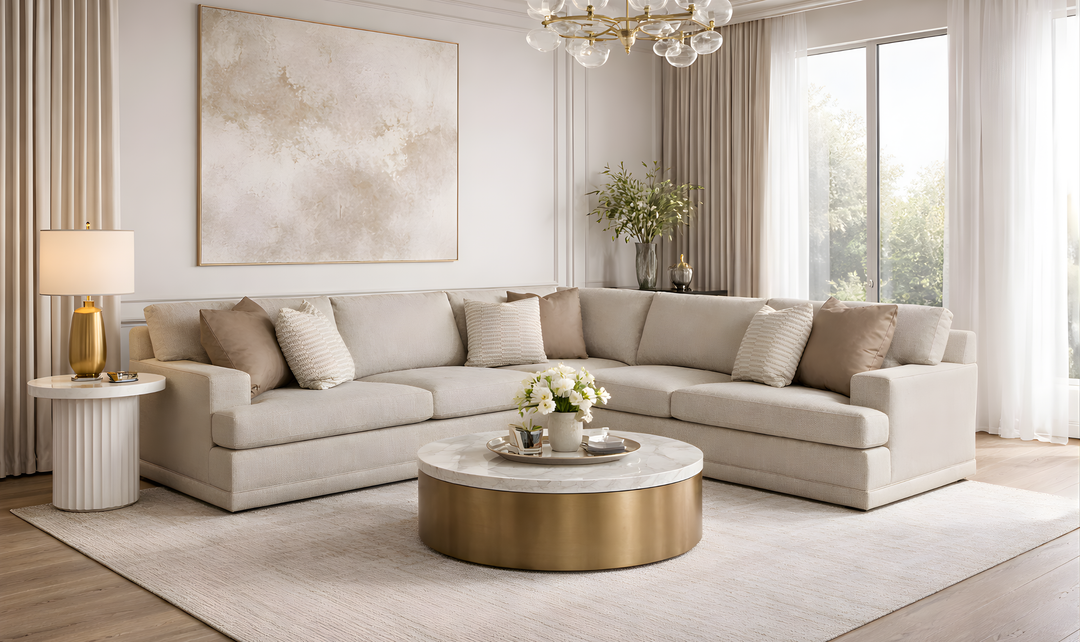 Universal Furniture Hadlee L-Shape Sectional Sofa in Beige