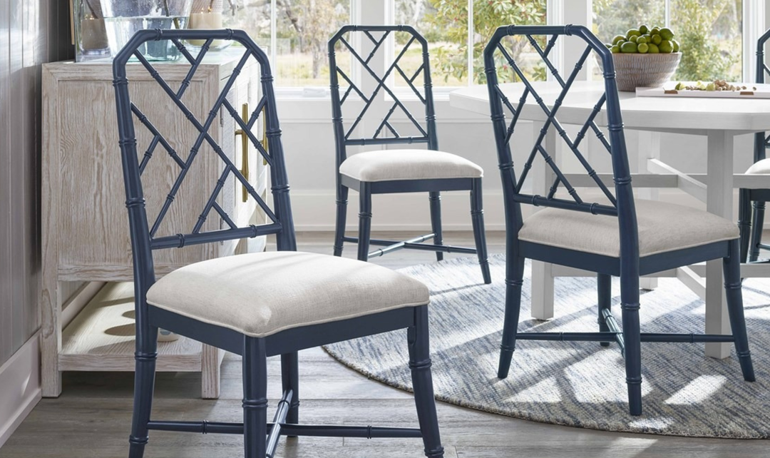 Universal Furniture Hanalei Bay Blue Metal Side Chair with Bamboo-Inspired Frame