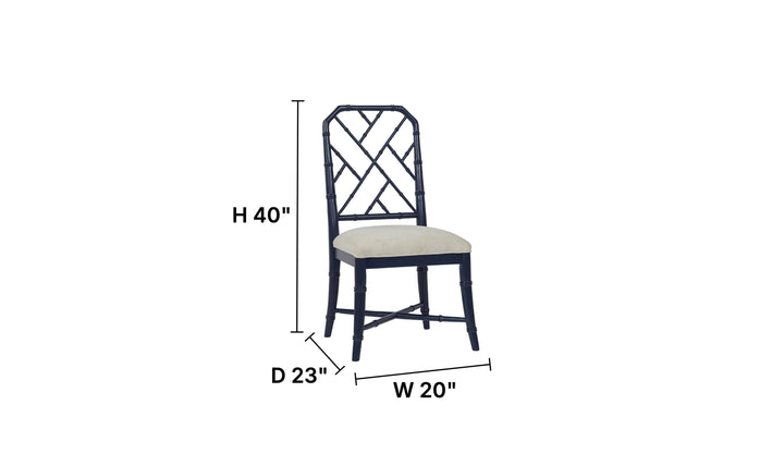Universal Furniture Hanalei Bay Blue Metal Side Chair with Bamboo-Inspired Frame