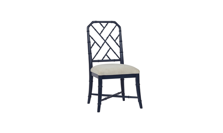 Universal Furniture Hanalei Bay Blue Metal Side Chair with Bamboo-Inspired Frame