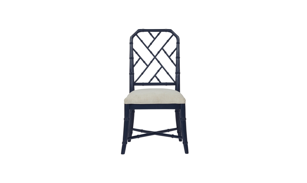 Universal Furniture Hanalei Bay Blue Metal Side Chair with Bamboo-Inspired Frame