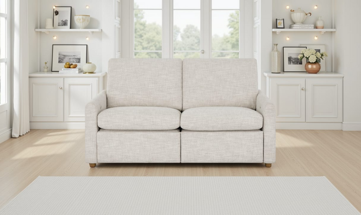 Universal Furniture Hyde 2-Seater Beige Fabric Recliner Loveseat Sofa-Jennifer Furniture
