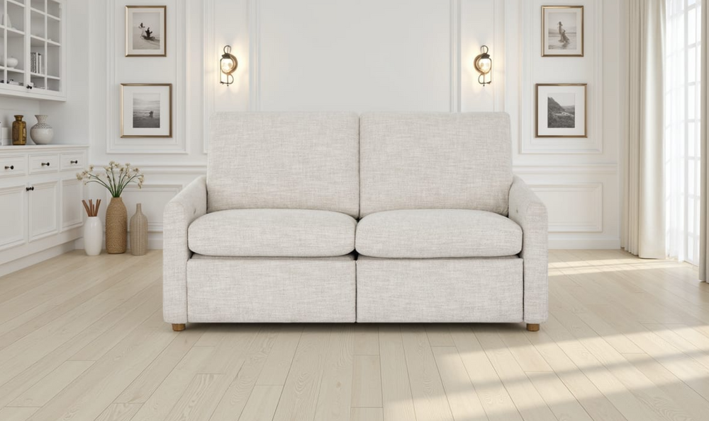 Universal Furniture Hyde 2-Seater Beige Fabric Recliner Loveseat Sofa-Jennifer Furniture