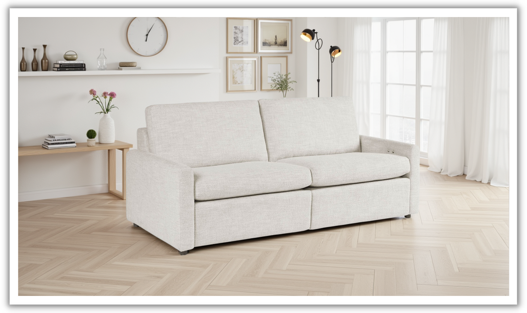 Universal Furniture Hyde 3-Seater Beige Fabric Recliner Sofa-Jennifer Furniture