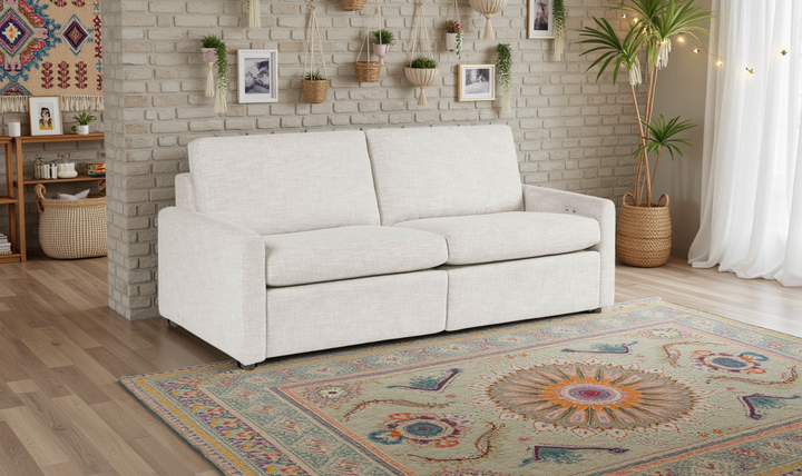 Universal Furniture Hyde 3-Seater Beige Fabric Recliner Sofa-Jennifer Furniture
