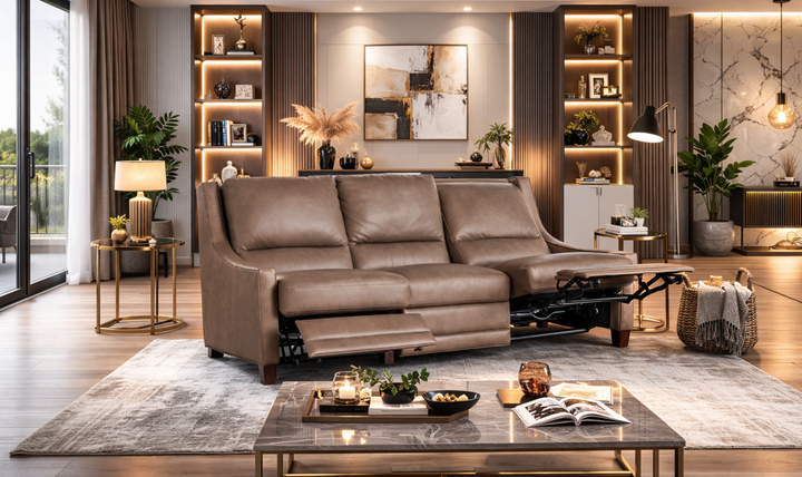 Universal Furniture Kelce 3-seater Brown Dual Power Motion Sofa