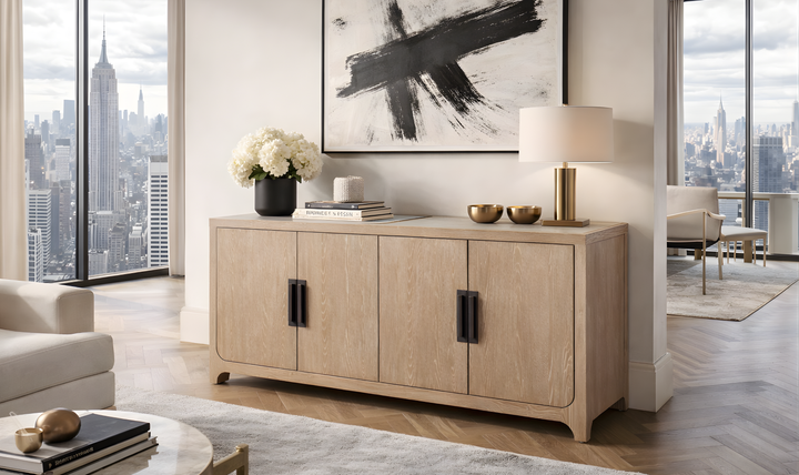 Universal Furniture Modern Farmhouse Blair Wooden Credenza with Natural Oak Finish