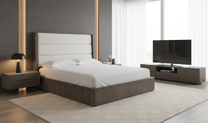 Universal Furniture Morada Upholstered Bed With Weathered Oak Finish-jennifer furniture