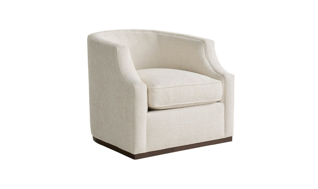 Universal Furniture Sara Curved Fabric Swivel Chair in White-Jennifer Furniture