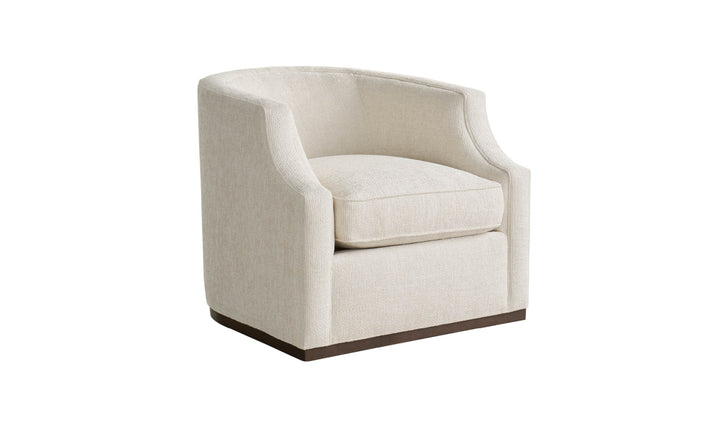 Universal Furniture Sara Curved Fabric Swivel Chair in White-Jennifer Furniture