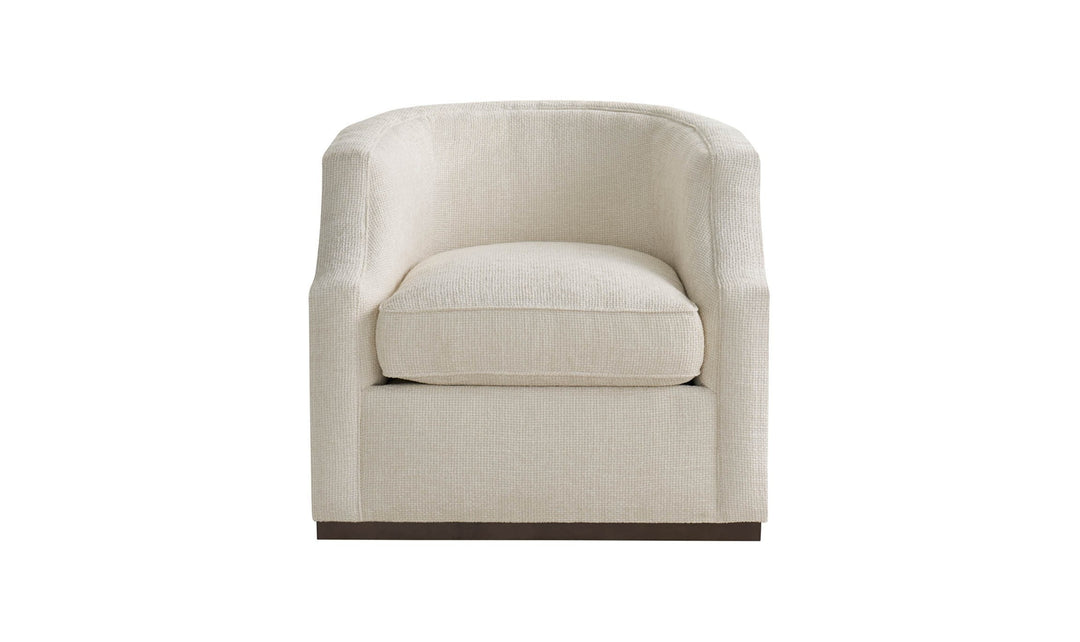Universal Furniture Sara Curved Fabric Swivel Chair in White-Jennifer Furniture