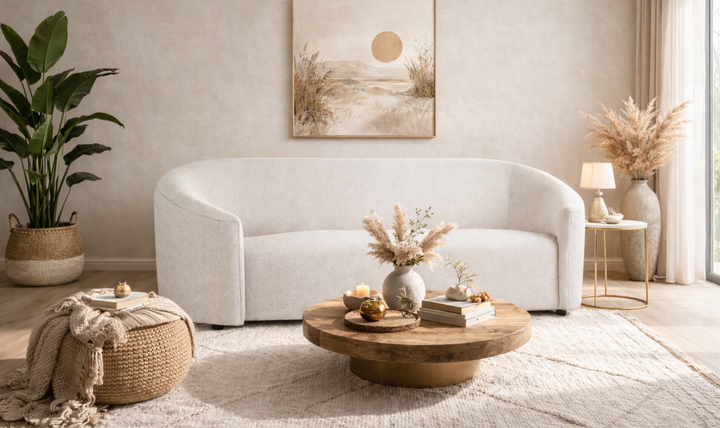 Universal Furniture Serenity 3-Seater Fabric Sofa in White